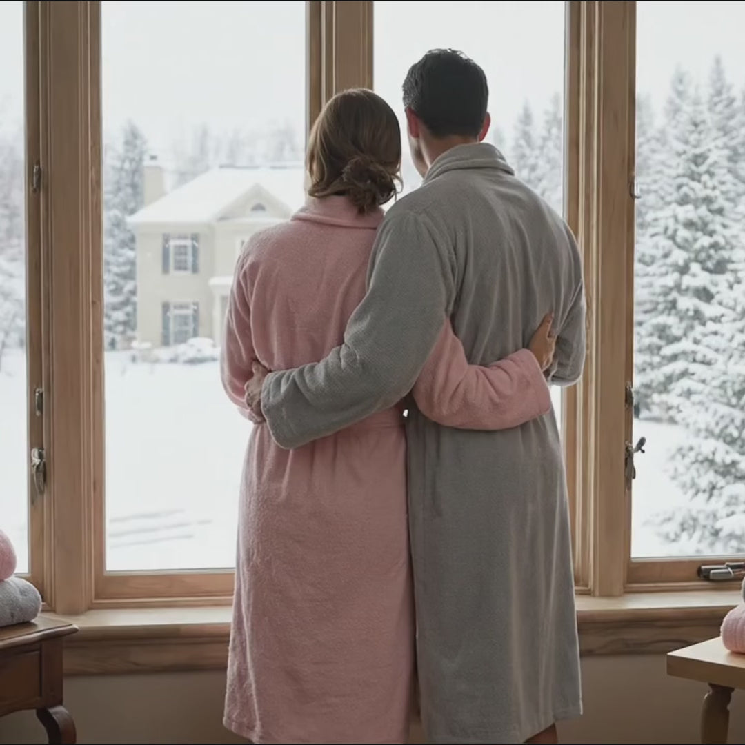 Mirelle 10-Piece Embroidered Cotton Bathrobe Set – Gray & Pink