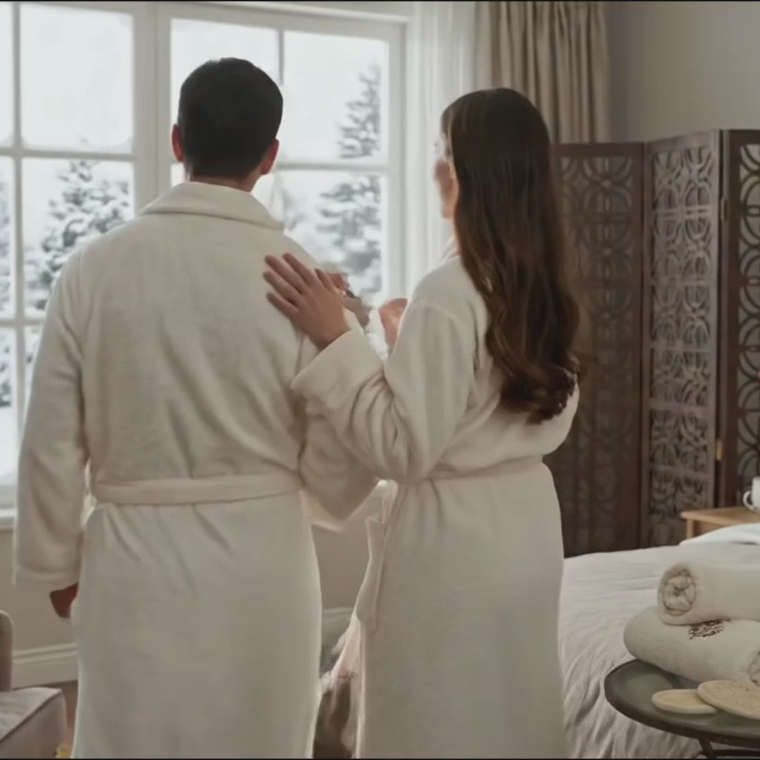 Mirelle 10-Piece Embroidered Cotton Bathrobe Set – Cream & Ecru